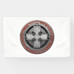 [300] Ancient Celtic Sacred Silver Knot Cross Banner