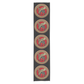 [300] Assyrian Winged Lion: Gold & Black Lamassu Short Table Runner