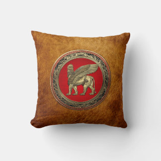 [300] Assyrian Winged Lion - Gold Lamassu Cushion