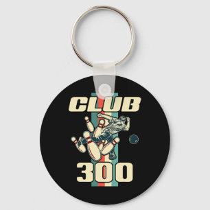 300 Bowling Shirt Vintage Retro Club 300 Bowling Key Ring