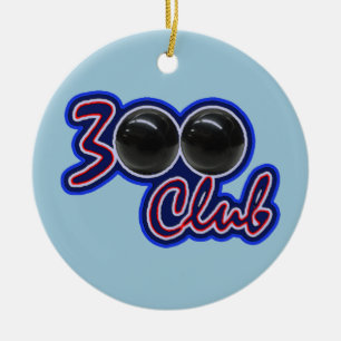 300 CLUB - PERFECT GAME IN BOWLING (BLUE) CERAMIC TREE DECORATION