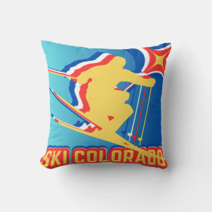 300 days of sunshine! Ski Colorado Throw Pillow