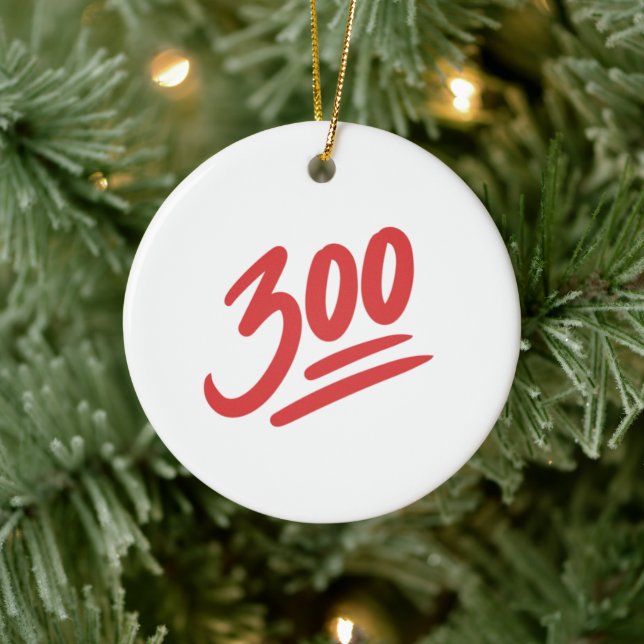 300 Emoji | Perfect Score Bowling 300 Game Ceramic Tree Decoration (Tree)