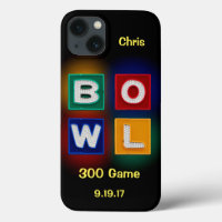 300 Game, B O W L neon graphic with name & date
