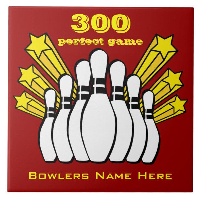 300 Game Bowling Award Decorative Tile (Front)
