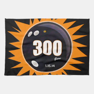300 Game Orange & Black Tea Towel