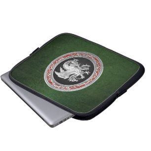 [300] Icelandic Dragon, Landvættir [Silver] Laptop Sleeve