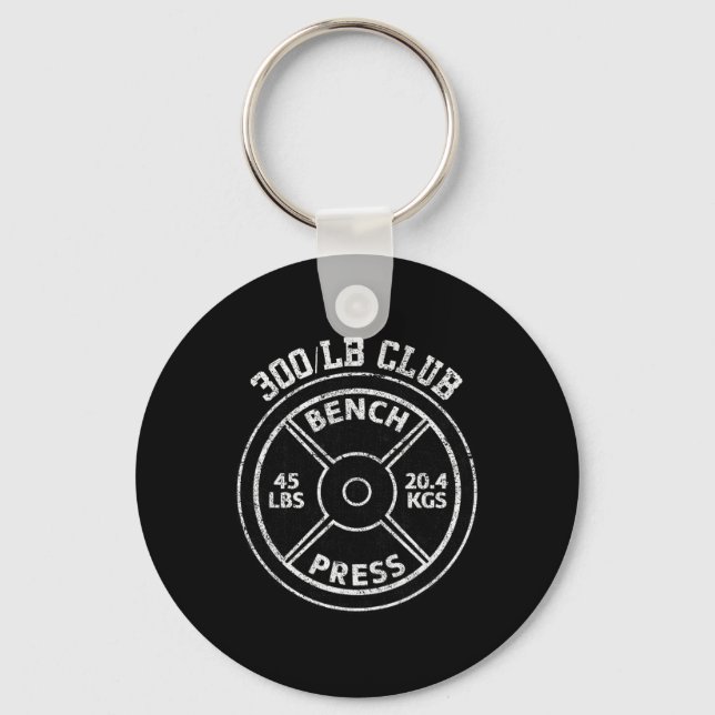 300 Lbs Pound Bench Press Club Gym Weightlifting P Key Ring (Front)