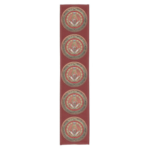 [300] Master Mason - Gold Square & Compasses Short Table Runner
