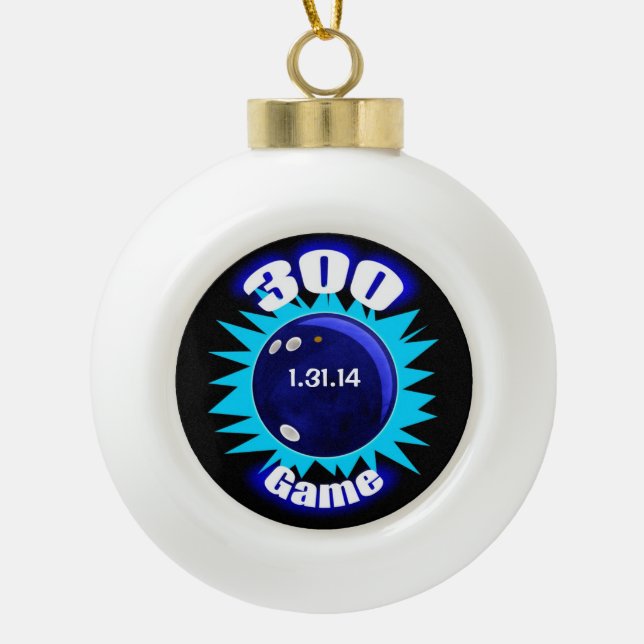 300 Perfect Game Blues Ceramic Ball Christmas Ornament (Front)