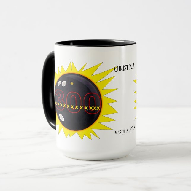 300 Perfect Game Bowling, Personalised, Coffee Mug (Front Left)