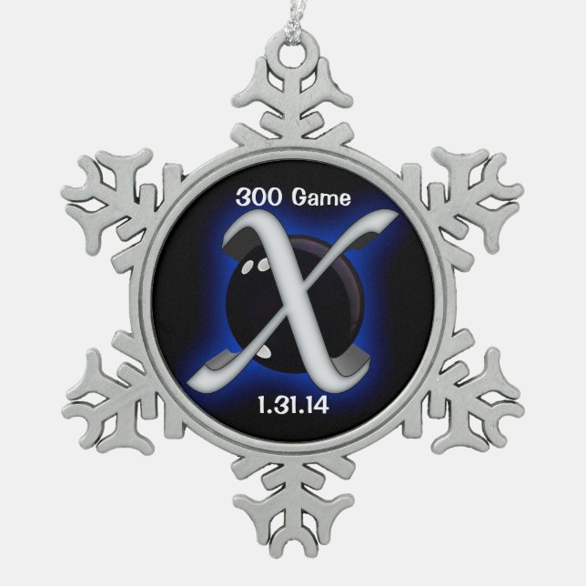 300 Perfect Game Snowflake Pewter Christmas Ornament (Front)