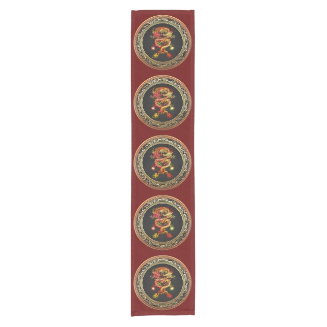 [300] Red and Yellow Dragons Short Table Runner (Front)