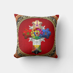 [300] Rosy Cross (Rose Croix) on Red & Gold Cushion