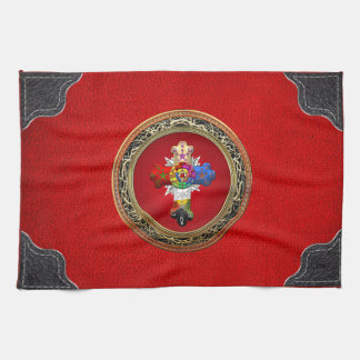 [300] Rosy Cross (Rose Croix) on Red & Gold Tea Towel