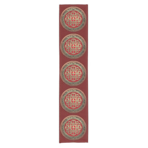 [300] Sacred Celtic Gold Knot Cross Short Table Runner