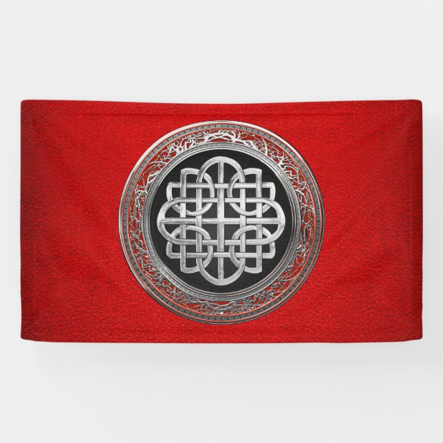 [300] Sacred Celtic Silver Knot Cross Banner (Horizontal)