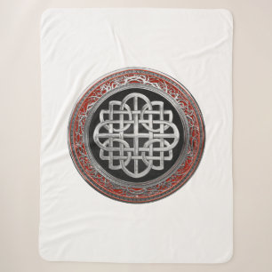 [300] Sacred Celtic Silver Knot Cross Sherpa Blanket