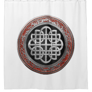 [300] Sacred Celtic Silver Knot Cross Shower Curtain