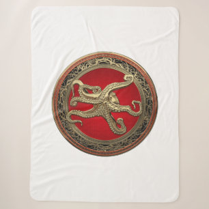 [300] Sacred Gold Octopus in Defensive Posture Sherpa Blanket