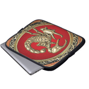 [300] Sacred Golden Scorpion on Red Laptop Sleeve