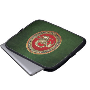 [300] Sacred Golden Scorpion on Red Laptop Sleeve