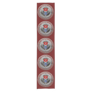 [300] Sacred Silver Egyptian Winged Scarab & Ankh Short Table Runner