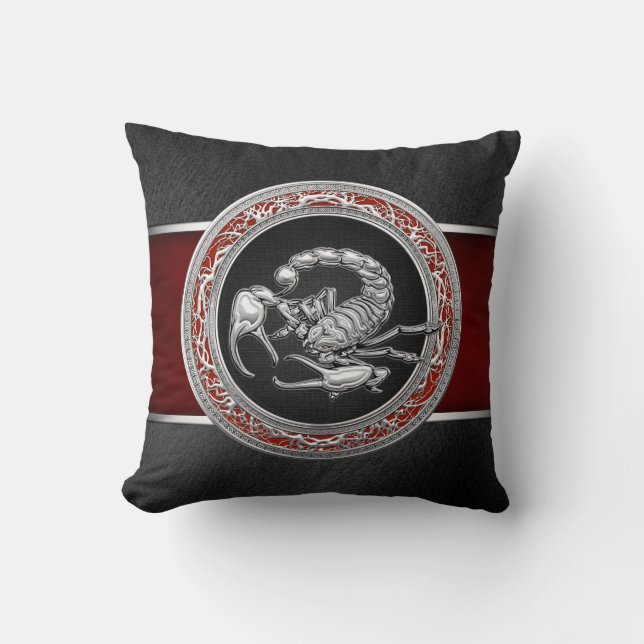 [300] Sacred Silver Scorpion on Black Cushion (Front)