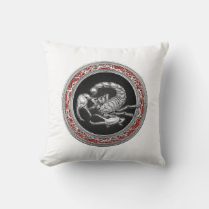 [300] Sacred Silver Scorpion on Black Cushion