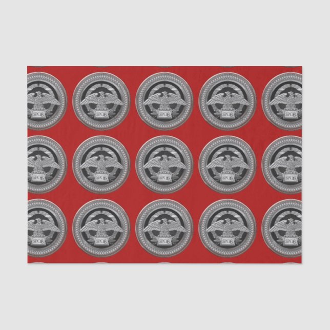 [300] Silver Roman Imperial Eagle over Medallion Tissue Paper (Front)