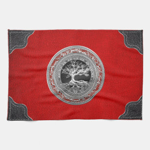 [300] Treasure Trove: Celtic Tree of Life [Silver] Tea Towel