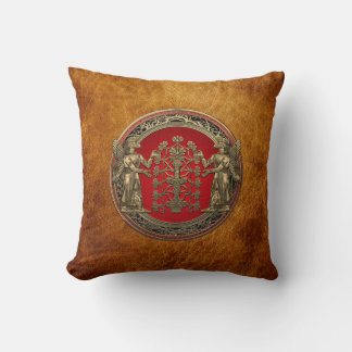 [300] Two Gold Ninurtas with Tree of Life Cushion