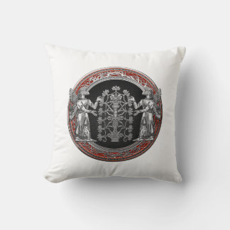 [300] Two Silver Ninurtas with Tree of Life Cushion