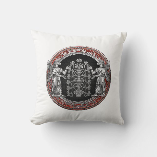 [300] Two Silver Ninurtas with Tree of Life Cushion (Front)
