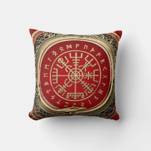 [300] Vegvisir - Viking Gold Magic Runic Compass Cushion