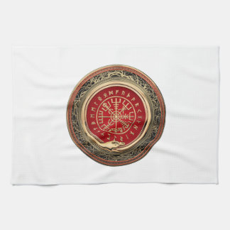 [300] Vegvisir - Viking Gold Magic Runic Compass Tea Towel