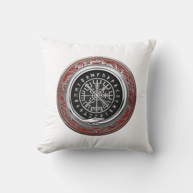 [300] Vegvisir - Viking Silver Magic Runic Compass Cushion (Front)