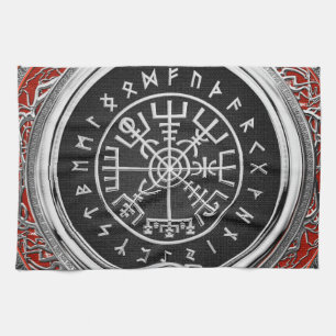 [300] Vegvisir - Viking Silver Magic Runic Compass Tea Towel