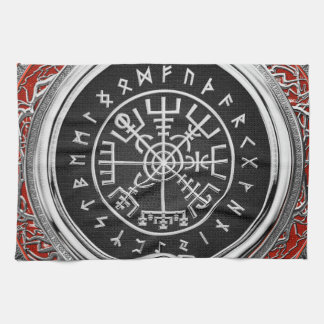 [300] Vegvisir - Viking Silver Magic Runic Compass Tea Towel