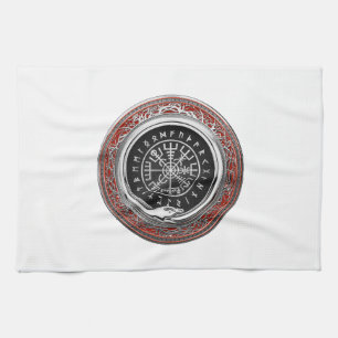 [300] Vegvisir - Viking Silver Magic Runic Compass Tea Towel