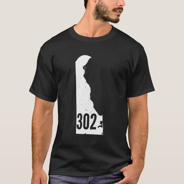 302 Delaware Pride Outline State Area Code T-Shirt (Front)