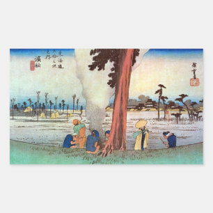 30. 浜松宿, 広重 Hamamatsu-juku, Hiroshige, Ukiyo-e Rectangular Sticker