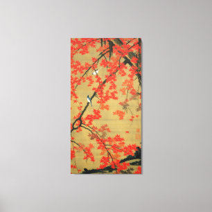 30. 紅葉小禽図, 若冲 Maple & Small Birds, Jakuchū Canvas Print