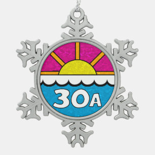 30 A Florida Route 30A Emerald Coast Seaside, Alys Snowflake Pewter Christmas Ornament