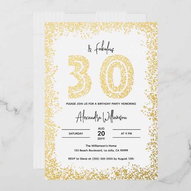 30 and Fabulous 30th Birthday Party Real Gold (Envelope)