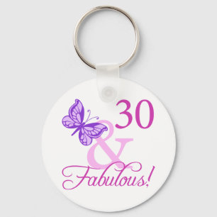 30 And Fabulous Birthday Gifts (Plum) Key Ring