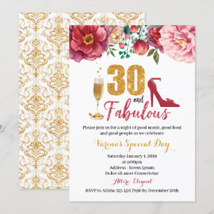 30 and Fabulous Birthday Invitation for Women