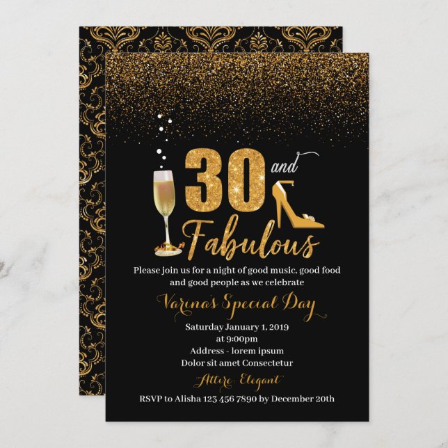 30 and Fabulous Birthday Invitation for Women (Front/Back)