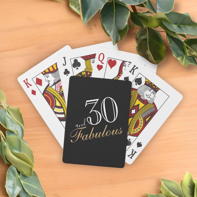 30 and Fabulous Black Elegant Script Birthdays Playing Cards (Creator Uploaded)