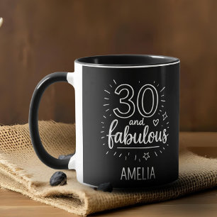 30 and Fabulous Doodle Happy 30th Birthday  Mug